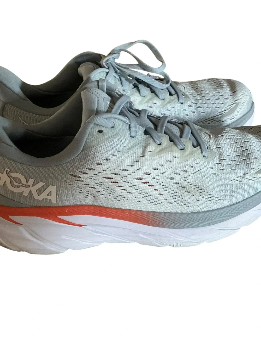Hoka Women's Blue Fog Plein Air Running Shoe with Coral Stripe size 9